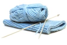 Two Knitting Needles, Woollen Yarn And Knitting. Stock Photos Two Knitting Needles, Woollen Yarn And Knitting. Stock Photos