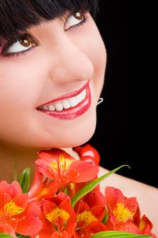Young Woman With Flowers Royalty Free Stock Photos Young Woman With Flowers Royalty Free Stock Photos