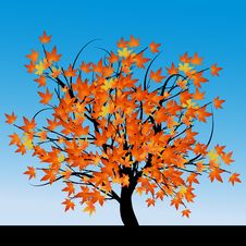 Abstract Tree With Autumn Leaves Royalty Free Stock Image