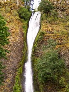 Horse Tail Falls Waterfall In Oregon Stock Photo