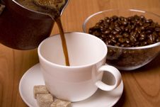 Cup Of Coffee, Sugar And Beans Royalty Free Stock Images Cup Of Coffee, Sugar And Beans Royalty Free Stock Images