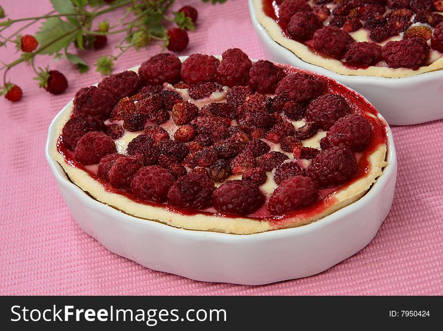 Three wood strawberry muffins on plate dessert