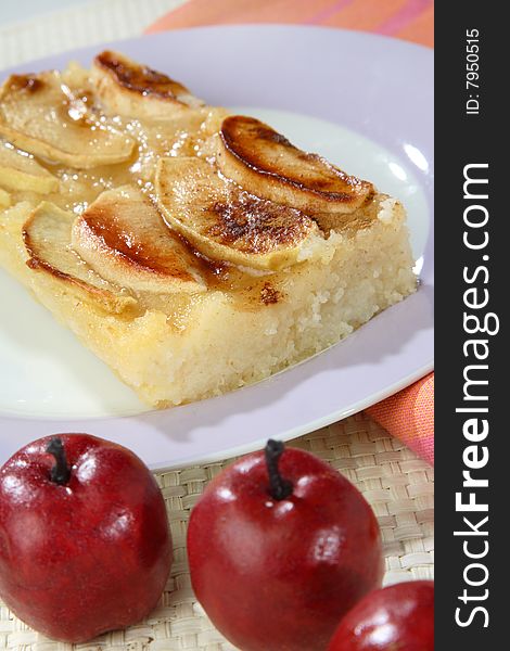 Piece of apple pie dessert on plate