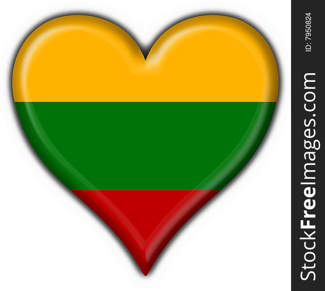 Lithuania Button Flag Heart Shape