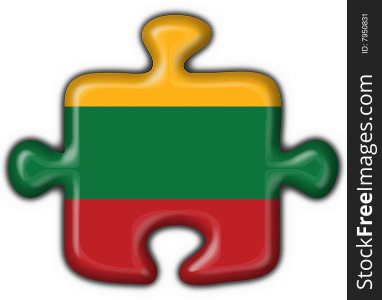 Lithuania Button Flag Puzzle Shape