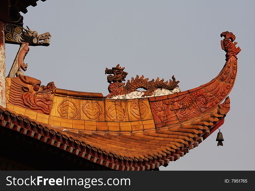 Roof of huayan temple in chongqing city of china