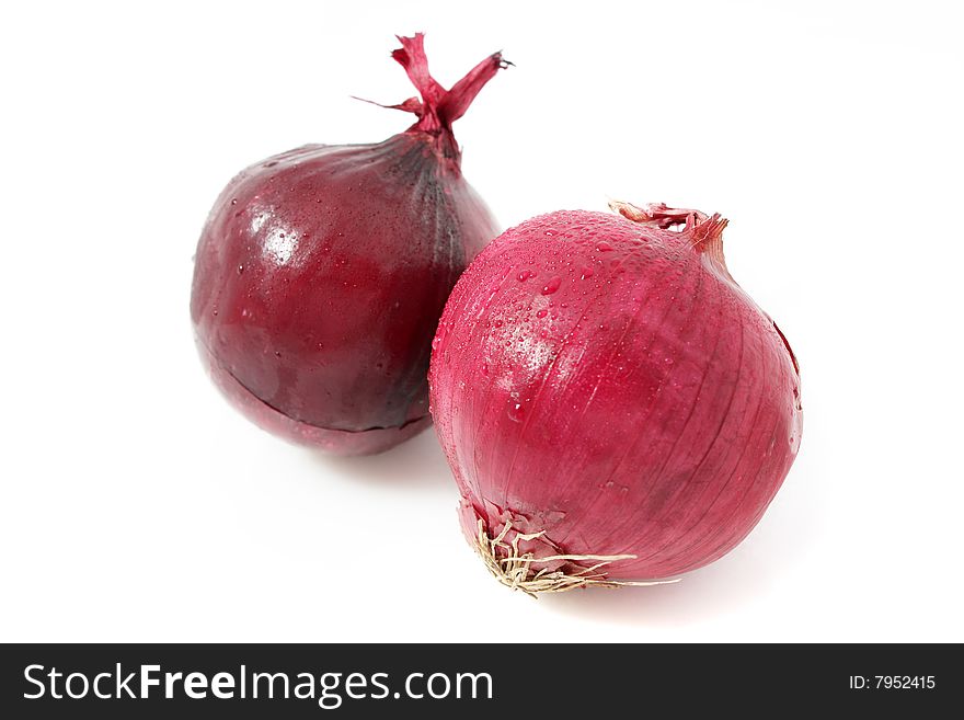 Red bulb vegetable food isolated on white background