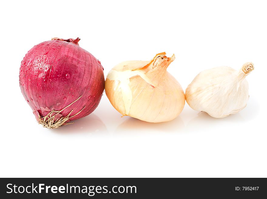 Garlic bulb vegetable food isolated on white background