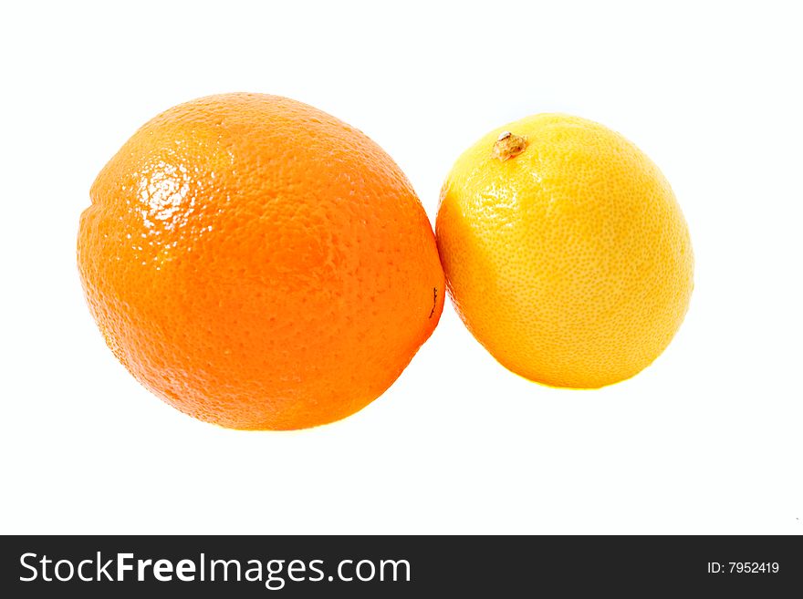 Juice orange lemon fruit isolated on white background