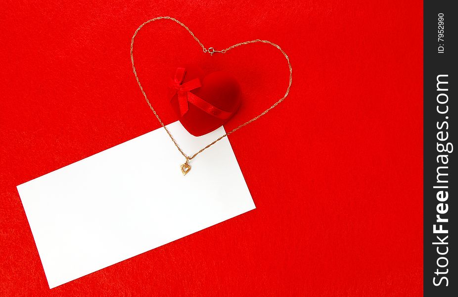 Valentines blank card on a red background. Valentines blank card on a red background