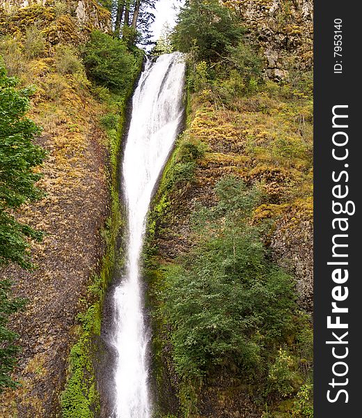 Horse Tail Falls Tall Waterfall in Columbia River Gorge, Oregon. Horse Tail Falls Tall Waterfall in Columbia River Gorge, Oregon