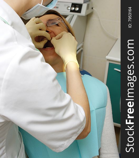 Dental background: work in clinic brackets