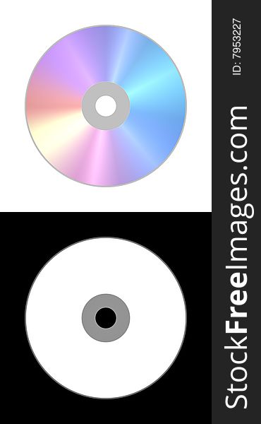 Illustration of a isolated DVD or CD with colorful shiny surface. Transparent mask (alpha channel) below. Illustration of a isolated DVD or CD with colorful shiny surface. Transparent mask (alpha channel) below.
