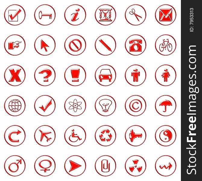 Web icons, red crystallized color