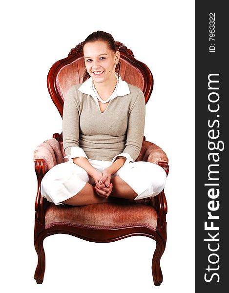 An lovely smiling young woman with her legs under her butt
sitting in the studio in an armchair and looking at the camera. An lovely smiling young woman with her legs under her butt
sitting in the studio in an armchair and looking at the camera.