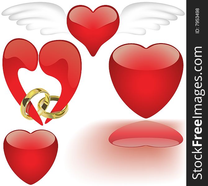 Glass Hearts 4 - hearts set illustration as vectors