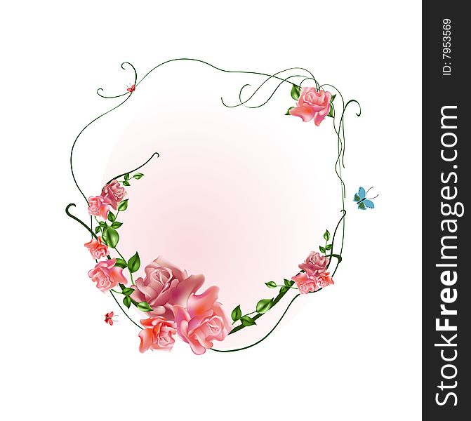 Vector illustration of elegant floral frame with beautiful roses