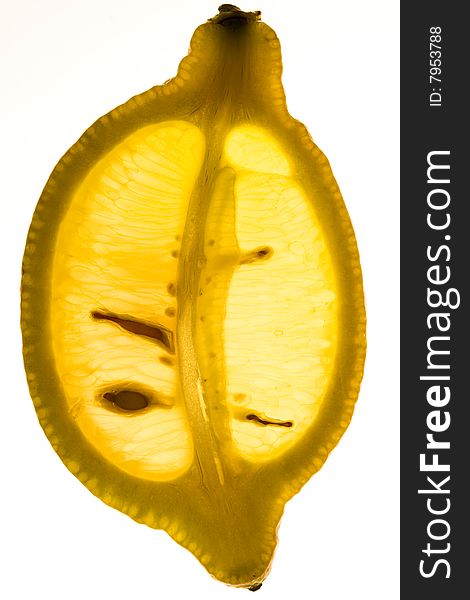 Slice of lemon with backlight