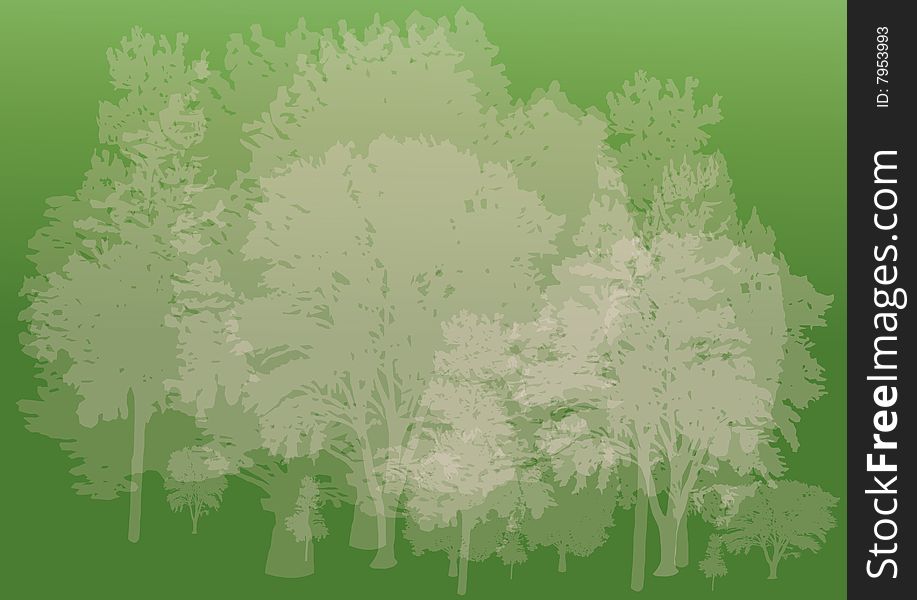 Green colored background with trees. Green colored background with trees