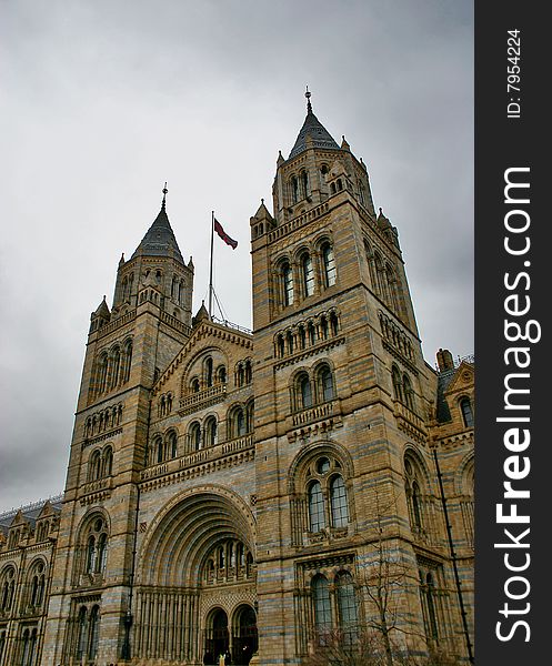 Front view of the natural history museum located in London South Kensigton. Front view of the natural history museum located in London South Kensigton