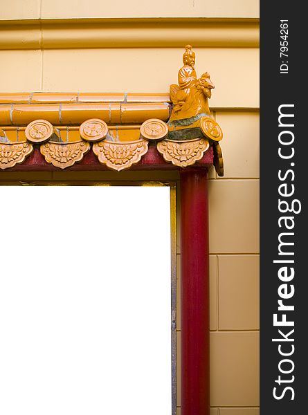 A detail of a Chines temple in Amsterdam, Netherlands, copy space