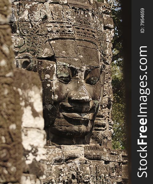 Sunlight on the khmer smiling face,Bayon Wat,SiemRiep,Cambodia,southeast asia,. Sunlight on the khmer smiling face,Bayon Wat,SiemRiep,Cambodia,southeast asia,