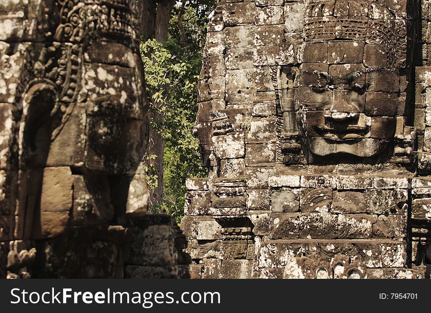 Sun shining on the Khmer Face,Bayon Wat,siem Riep,Cambodia. Sun shining on the Khmer Face,Bayon Wat,siem Riep,Cambodia