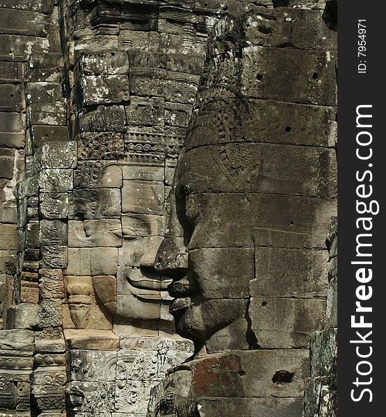 Stone Sculpture In Bayon Wat,Siem Reip,Cambodia