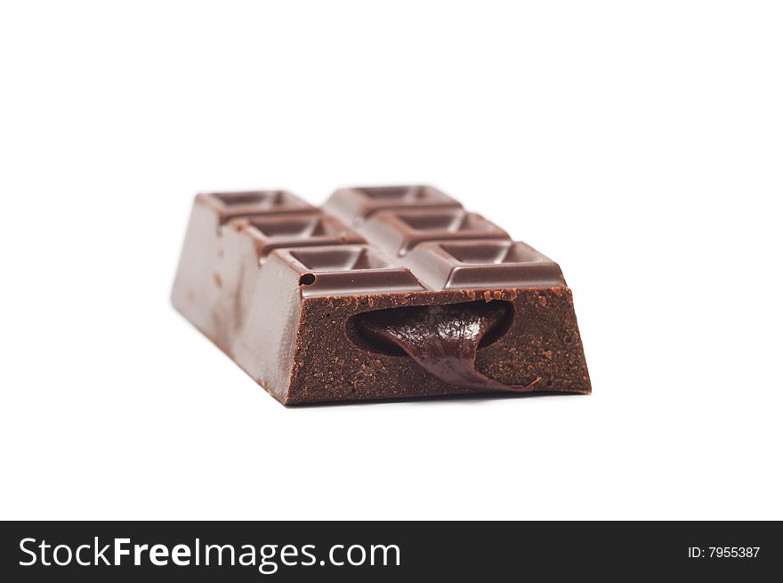 Chocolate bars with filling isolated on a white background.
