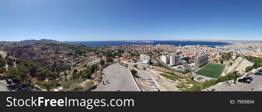 Panoramic view of the Marseille's seaside, If island (Chateau d'If). Panoramic view of the Marseille's seaside, If island (Chateau d'If)