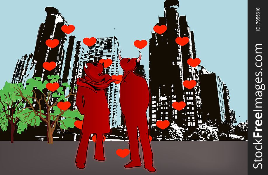 Valentines people in this graphic illustration