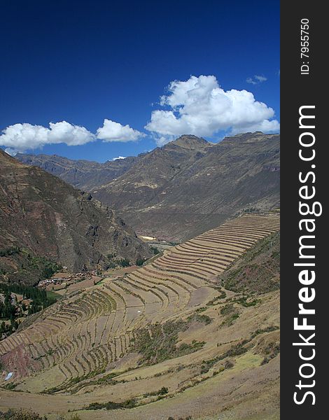 Inca terraces in pisac (peru). Inca terraces in pisac (peru)