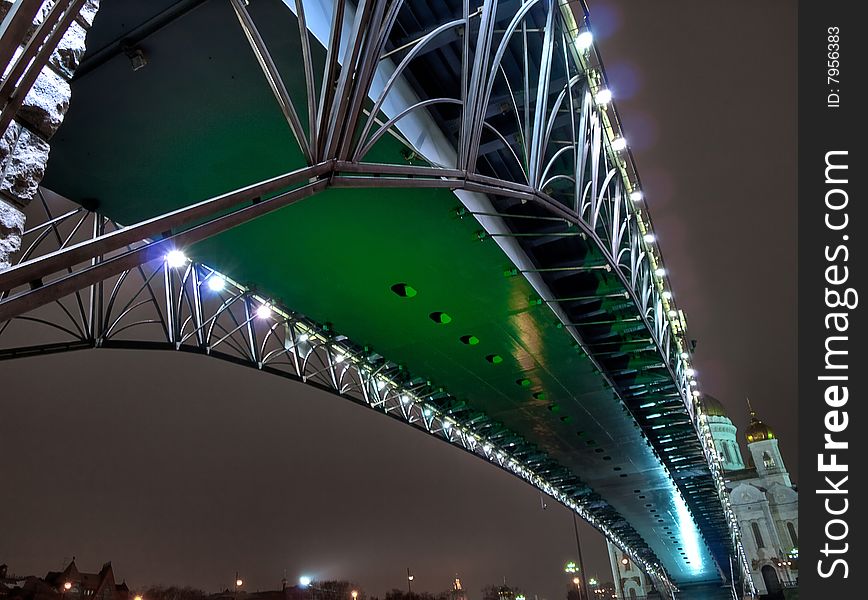 Bridge over the Moscow river at night