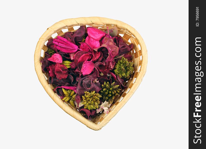 Heart-shaped basket with flowers