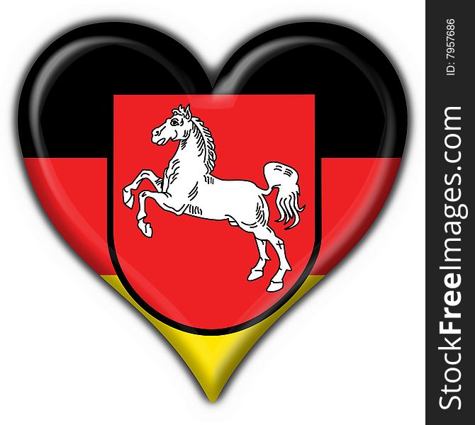 Lower saxony button flag heart shape