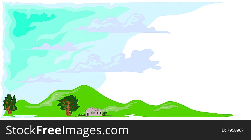 Late Spring Or Summer Landscape Vector Banner