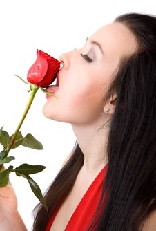 Beautiful Girl With A Rose Stock Image