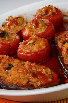 Eggplant And Tomatoes Filled With Rice Royalty Free Stock Image Eggplant And Tomatoes Filled With Rice Royalty Free Stock Image
