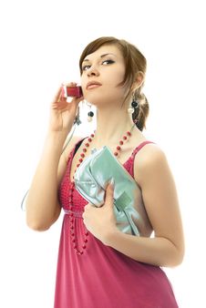 Beautiful Glamorous Woman Talking On The Cellphone Royalty Free Stock Photography Beautiful Glamorous Woman Talking On The Cellphone Royalty Free Stock Photography