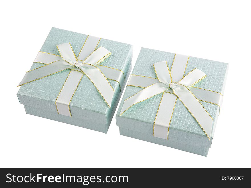 Gift box  with ribbon on white