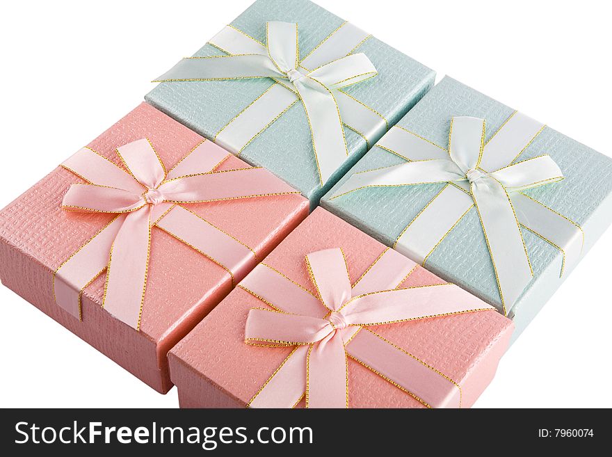Gift box  with ribbon on white