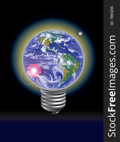Illustration of lamp with earth inside. Illustration of lamp with earth inside