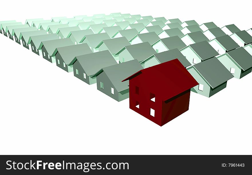 3D render of modern houses isolated over white