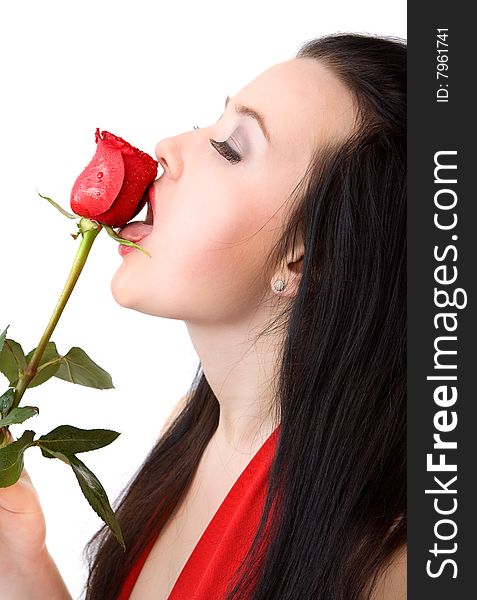 Beautiful girl with a rose