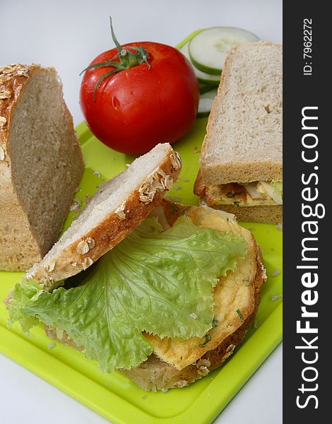 Sandwich With Meat And Vegetable