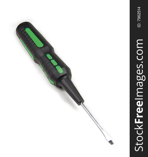 Isolated black and green screwdriver