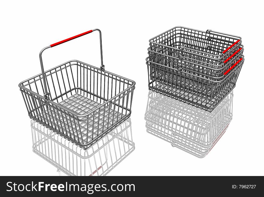 3d baskets isolated in white background