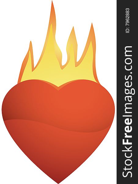 Red heart with flame on its top. Red heart with flame on its top