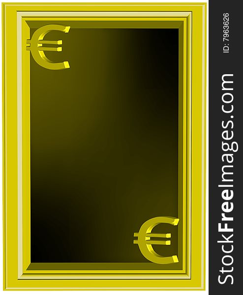 vector Illustration of golden frame with euro sign