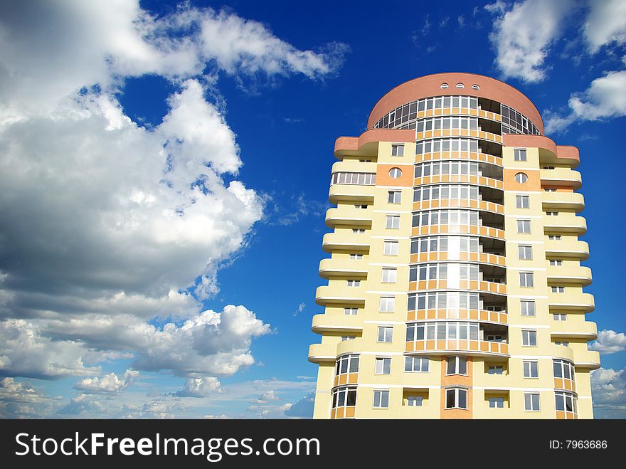 A modern apartments building on sky. A modern apartments building on sky